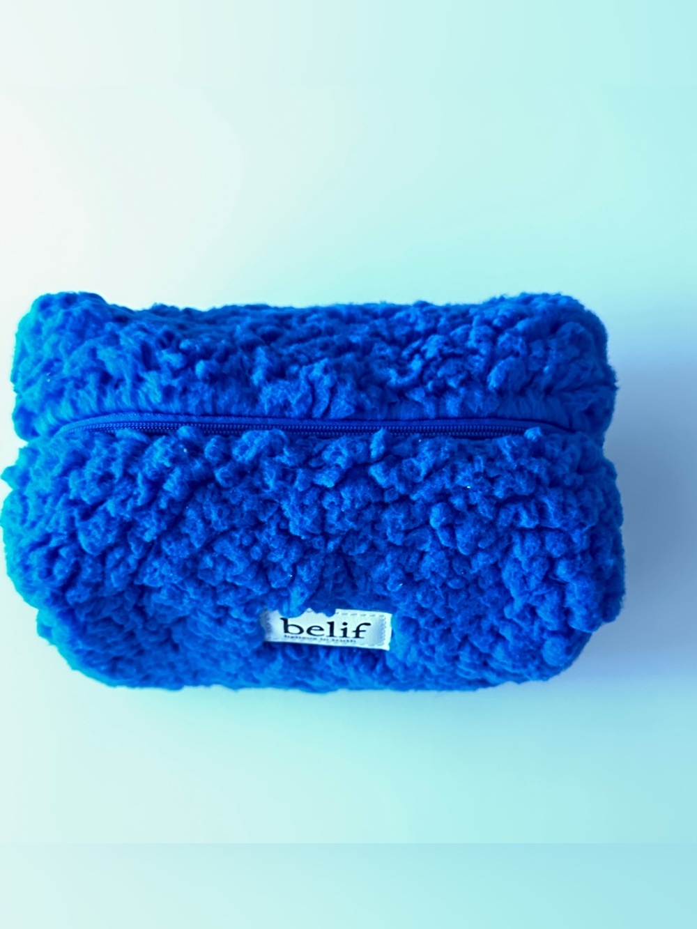 belif Plush Blue Cosmetic Pouch with Zip